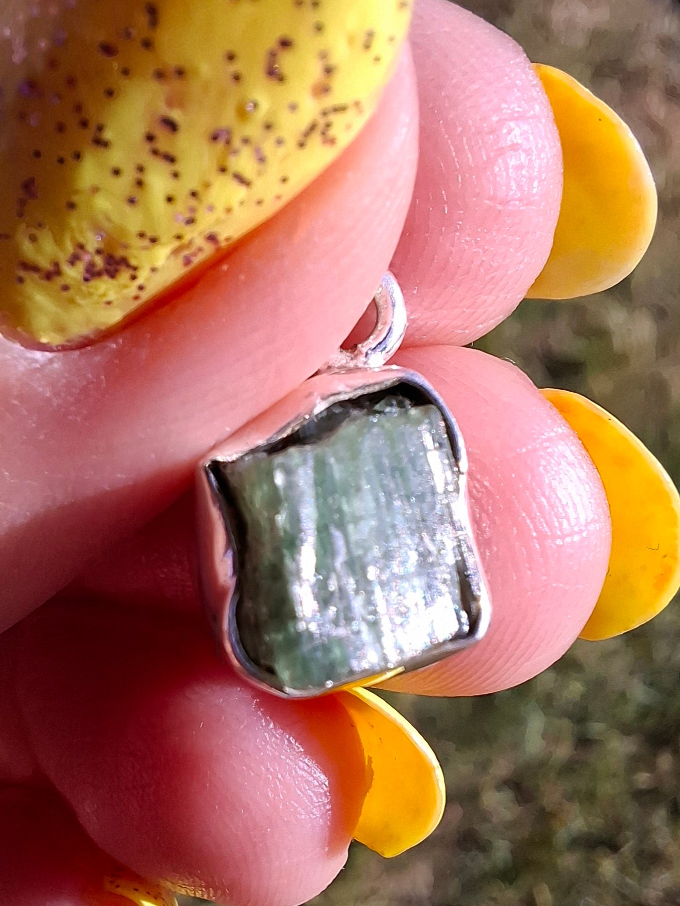 Green Tourmaline Pendant, 925 Silver, Crystal (Ref: GT11)