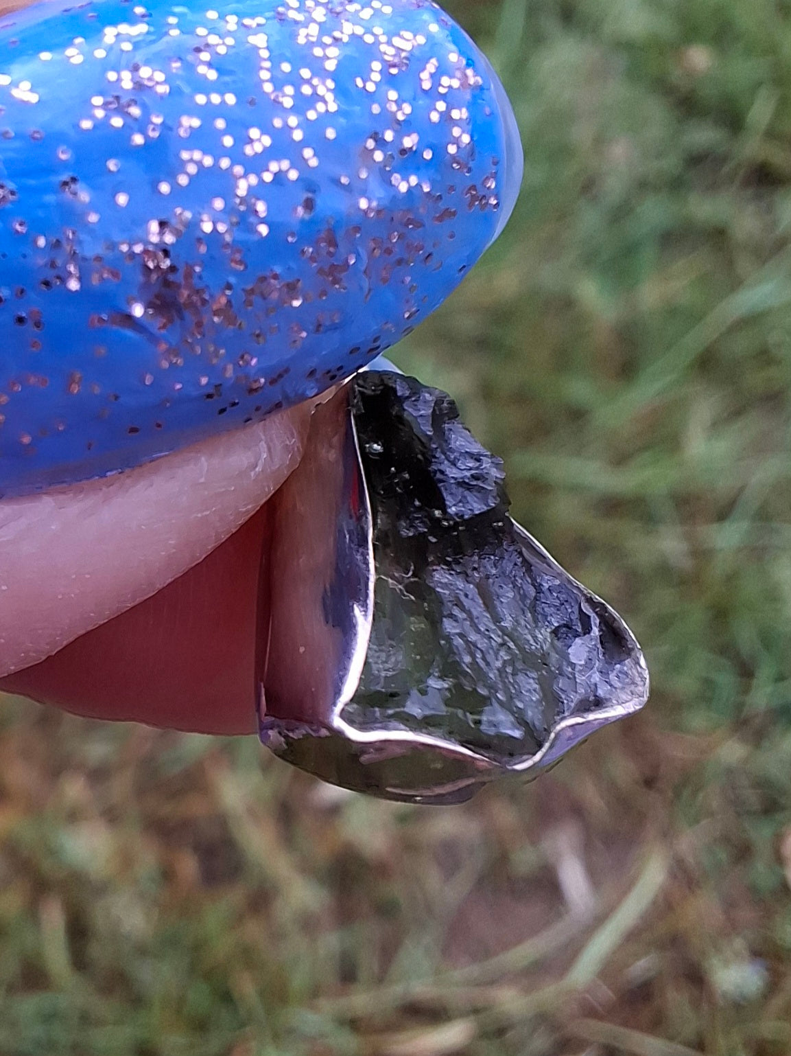 Moldavite Pendant, 925 Silver, Tektite (Ref: P74)
