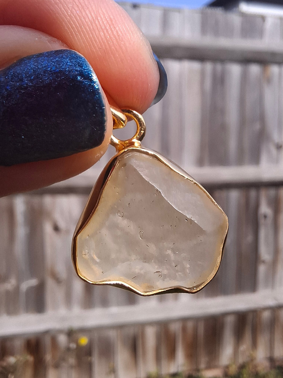 Libyan Desert Glass Pendant, 14K GOLD Plated, Tektite (Ref: LP125)