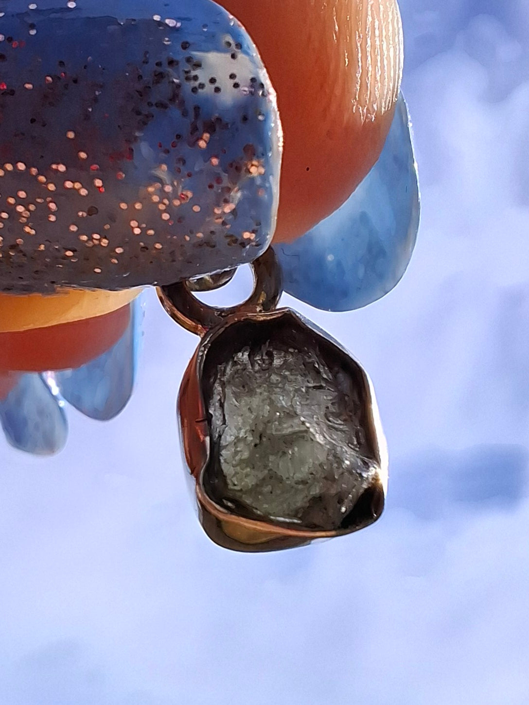 Moldavite Pendant, 925 Silver, Tektite (Ref: P49)