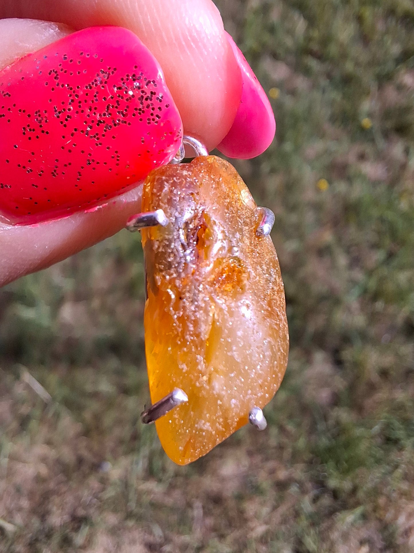 Baltic Amber Pendant, 925 Silver, Fossil (Ref: AP4)