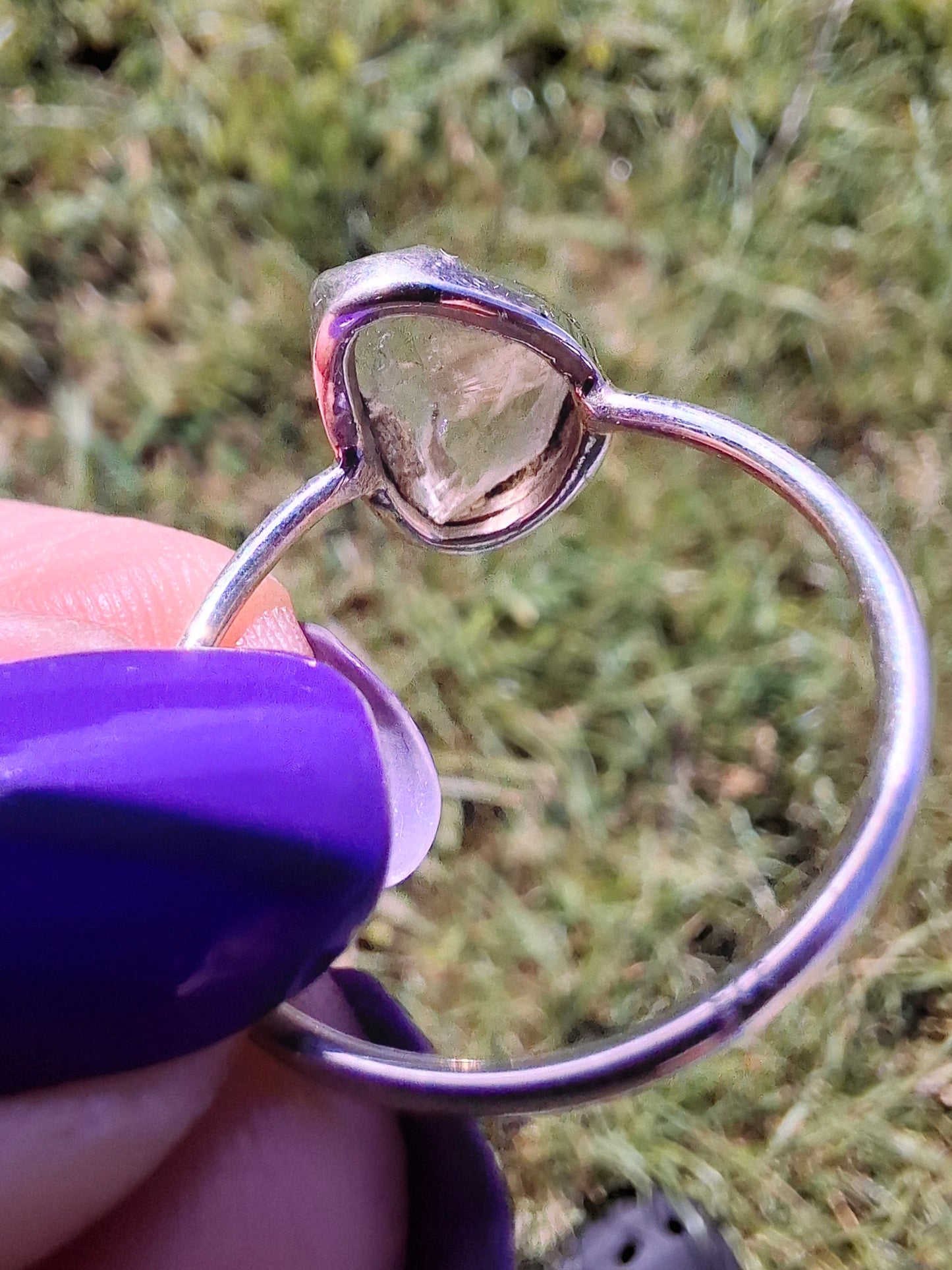 Libyan Desert Glass Ring, size large W, 925 Silver, Tektite (Ref: LR63)