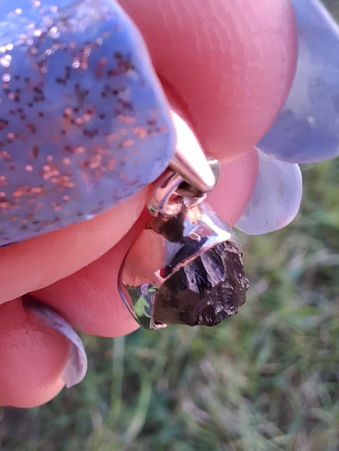 Moldavite Pendant, 925 Silver, Tektite (Ref: P86)