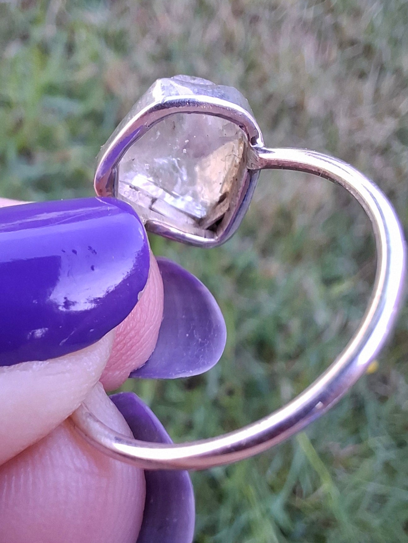 Libyan Desert Glass Ring, size large S, 925 Silver, Tektite (Ref: LR46)