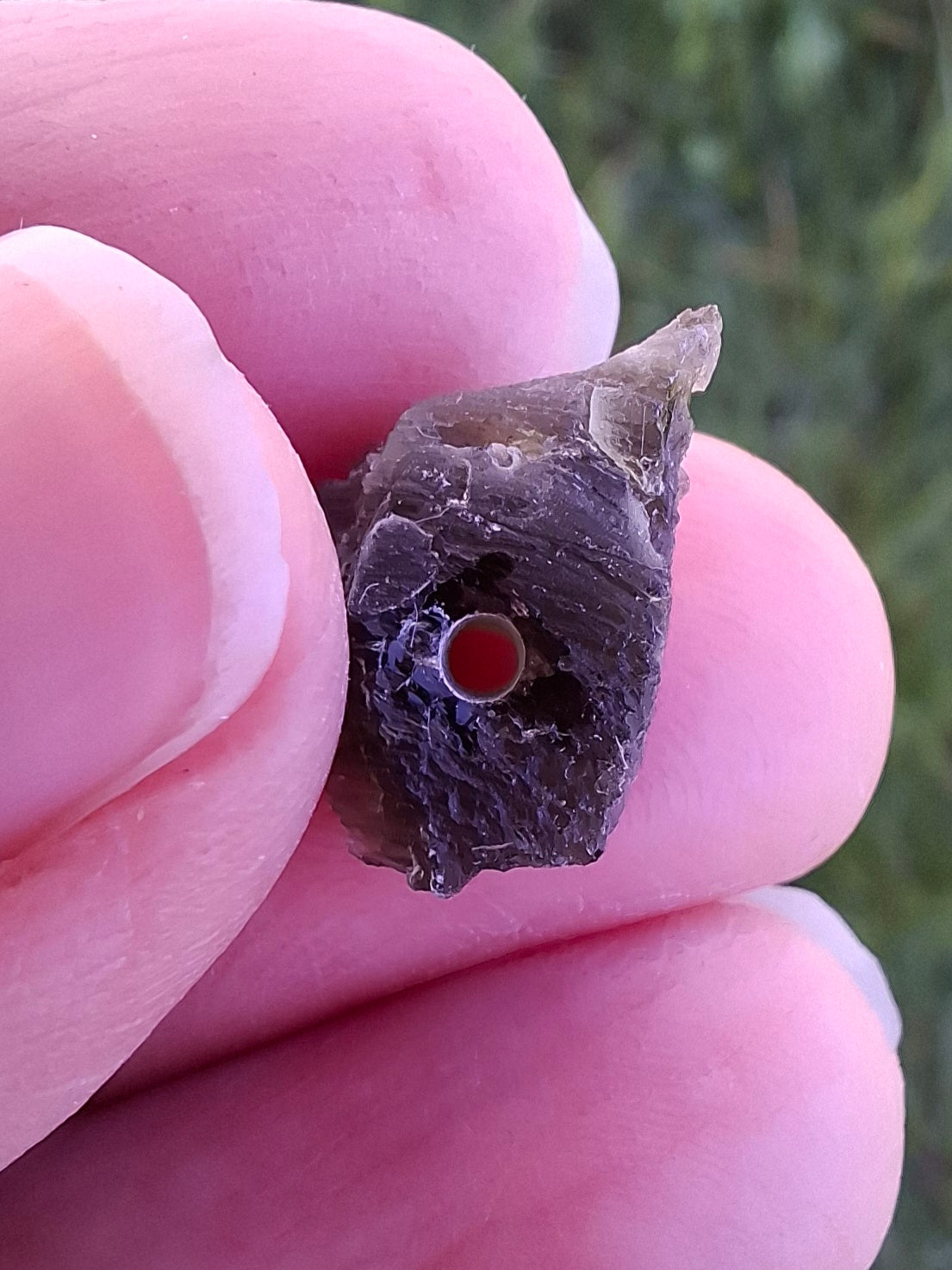 DRILLED Moldavite Piece, 0.92g, Tektite (Ref: D8)