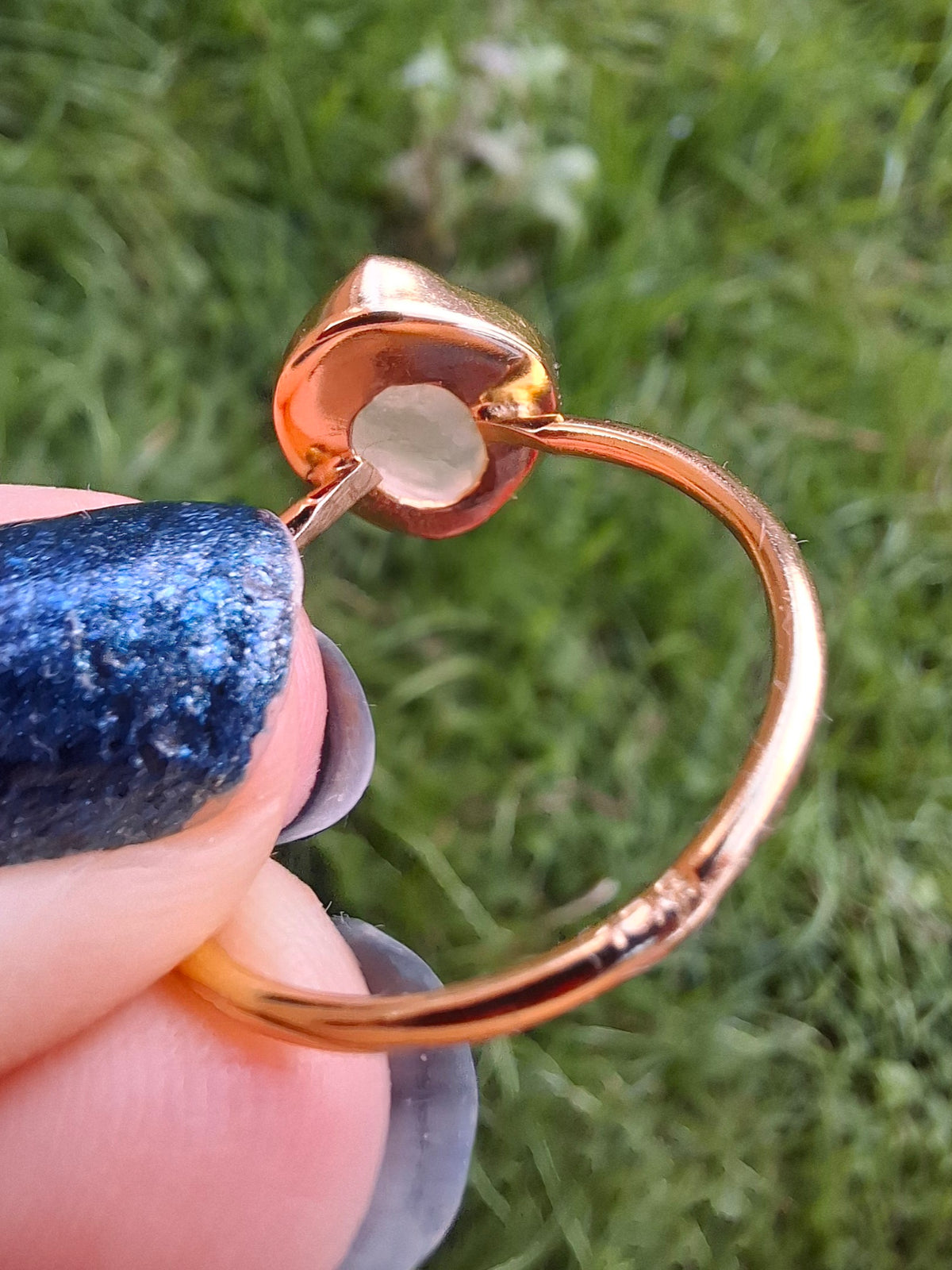 Libyan Desert Glass Ring, 14K GOLD Plated, size large T, Tektite (Ref: LR83)