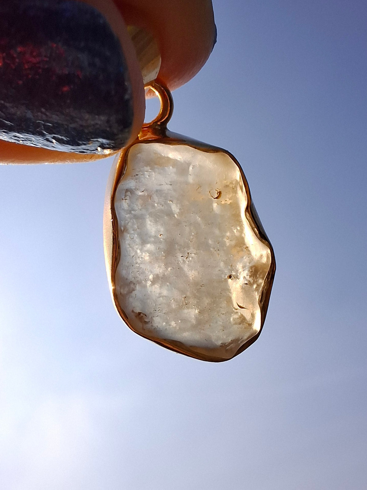 Libyan Desert Glass Pendant, 14K GOLD Plated, Tektite (Ref: LP124)