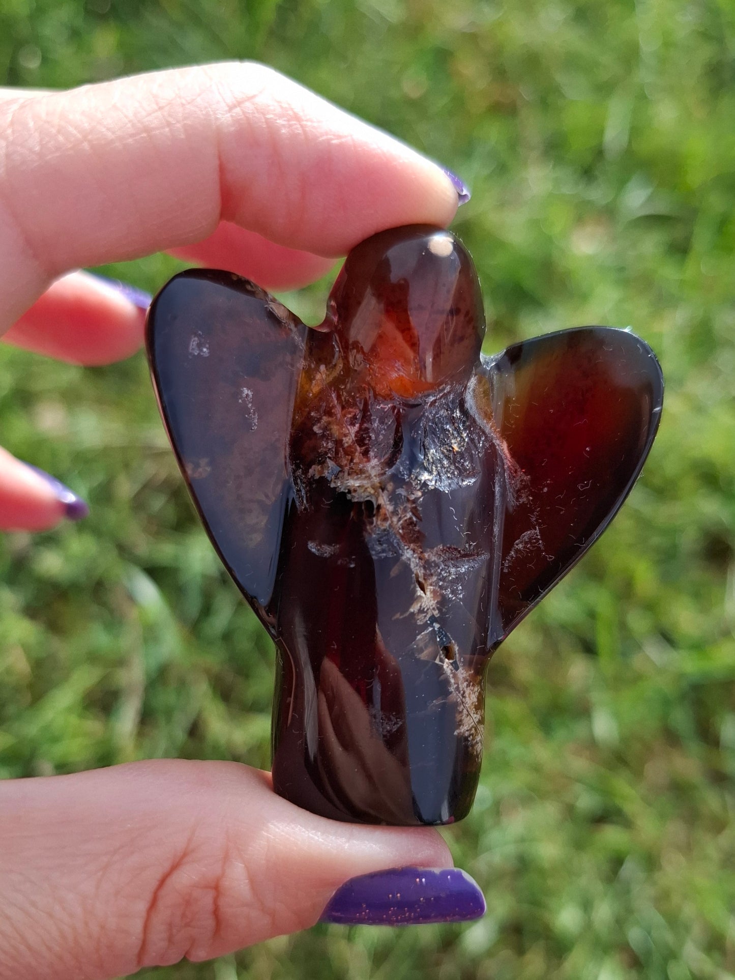 Red Amber Angel, 26.36g, carving, Fossil (Ref: AA1)