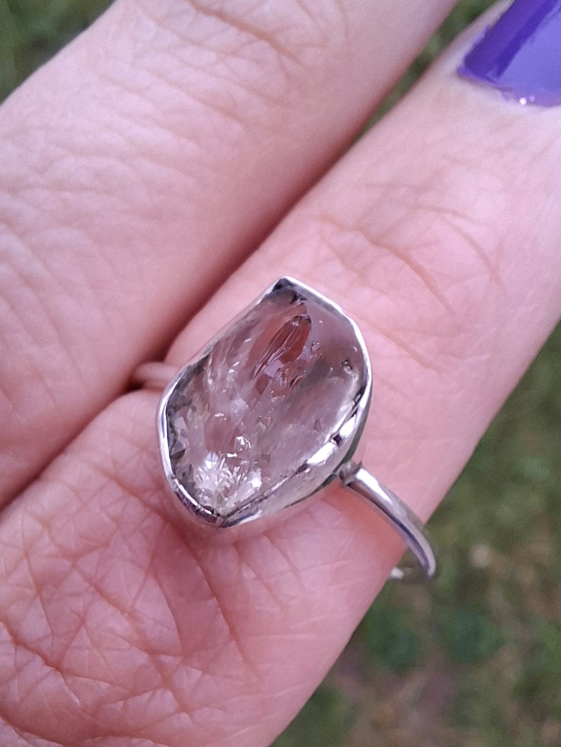 Libyan Desert Glass Ring, size small P, 925 Silver, Tektite (Ref: LR25)