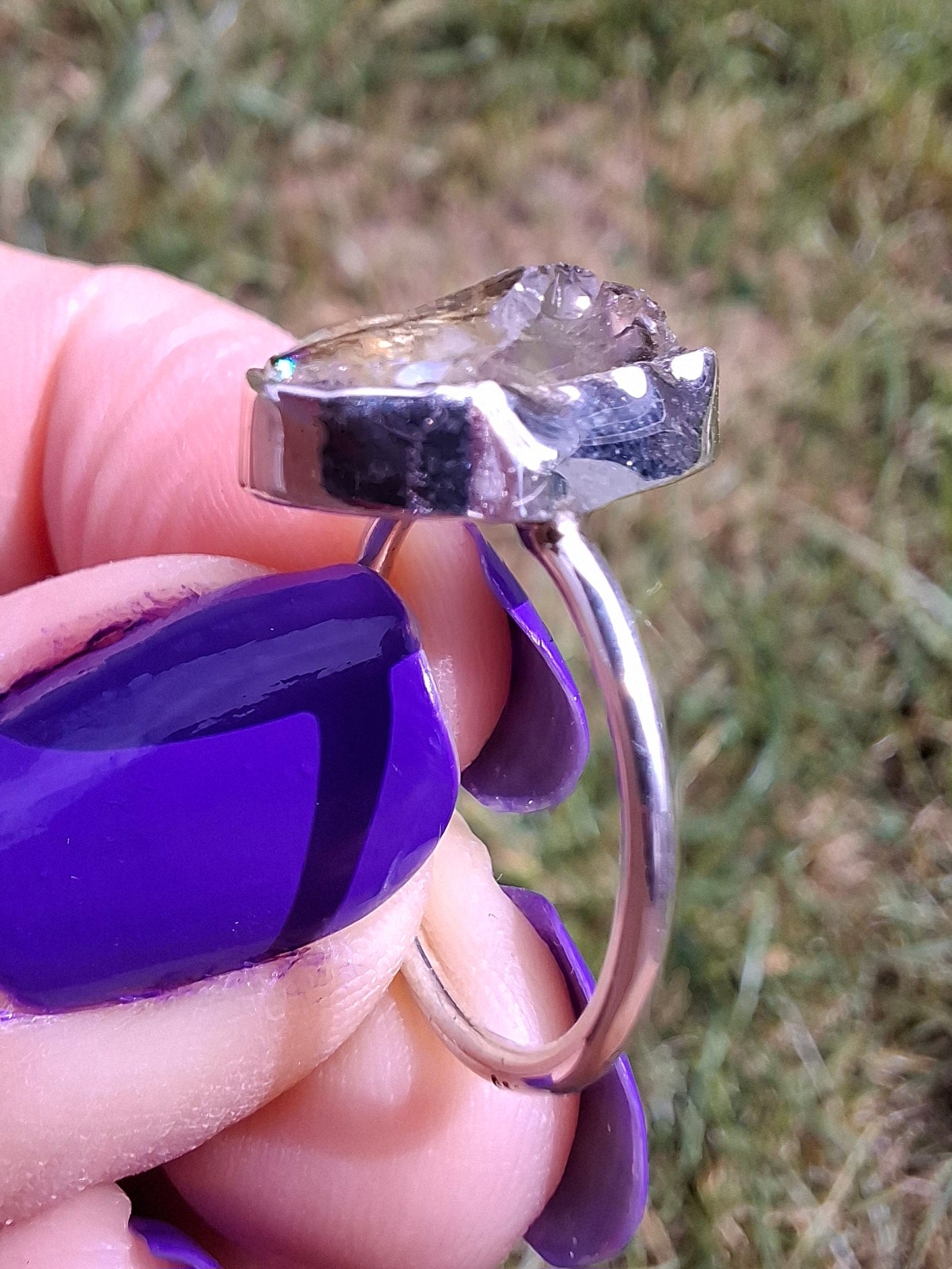 Libyan Desert Glass Ring, size K, 925 Silver, Tektite 🌈 (Ref: LR12)