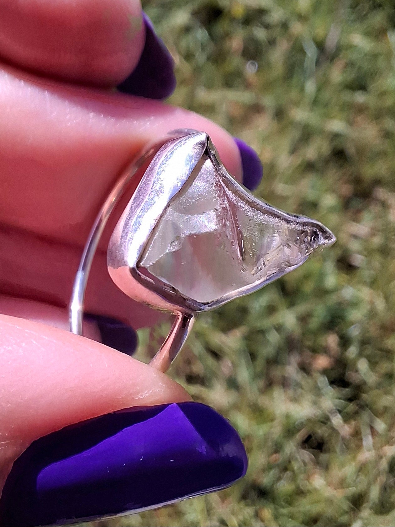 Libyan Desert Glass Ring, size large W, 925 Silver, Tektite (Ref: LR62)