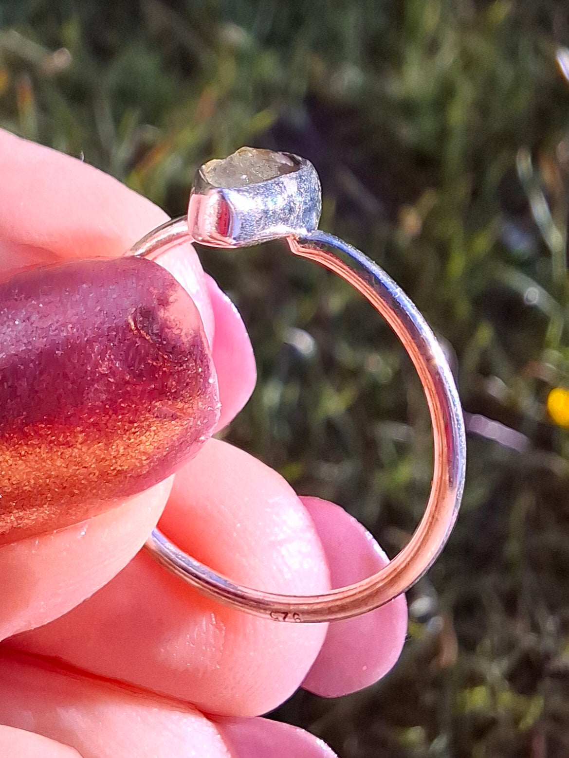 Moldavite Ring, size large M/small N, 925 Silver, Tektite (Ref: R39)