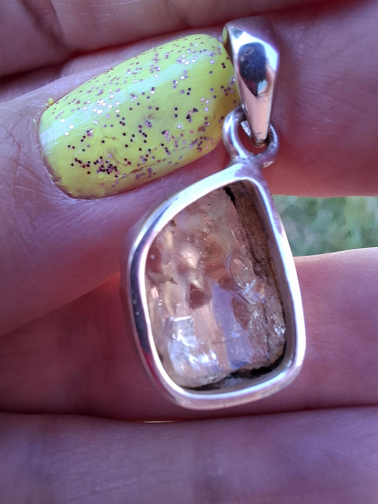 Libyan Desert Glass Pendant, 925 Silver, Tektite (LP103)