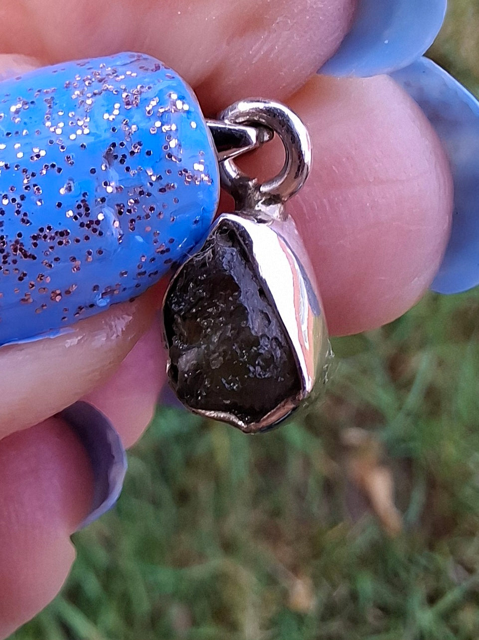 Moldavite Pendant, 925 Silver, Tektite (Ref: P59)