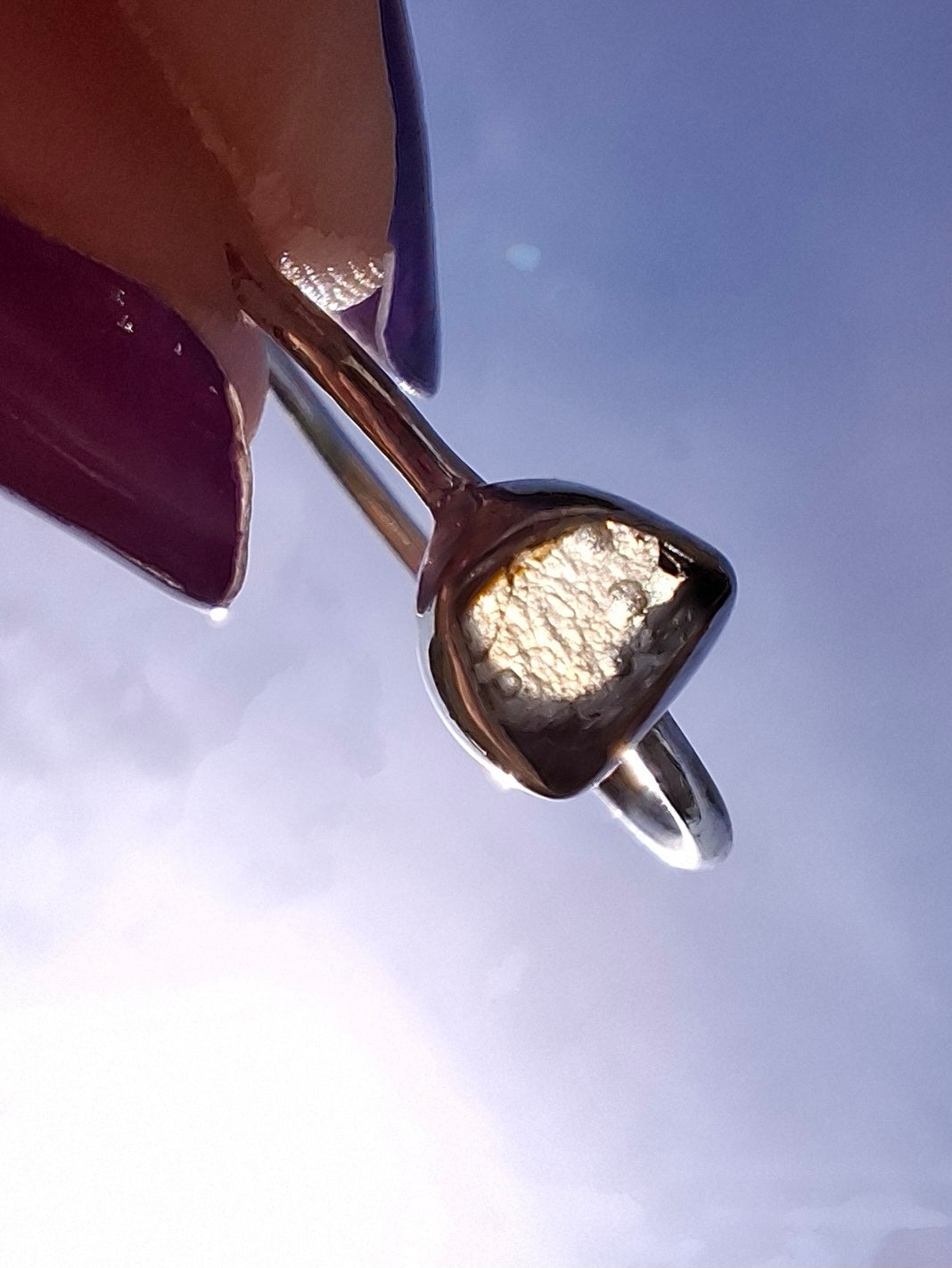 Moldavite Ring, size small S, 925 Silver, Tektite (Ref: R68)