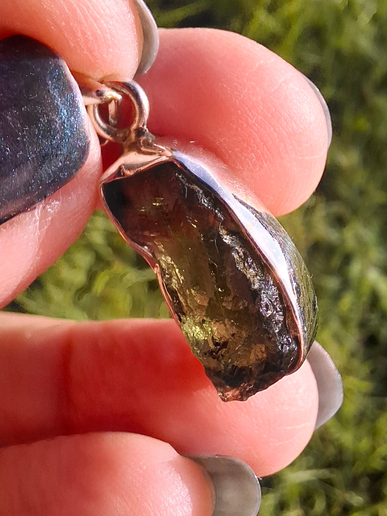 Moldavite Pendant, 925 Silver, Tektite (Ref: P16)