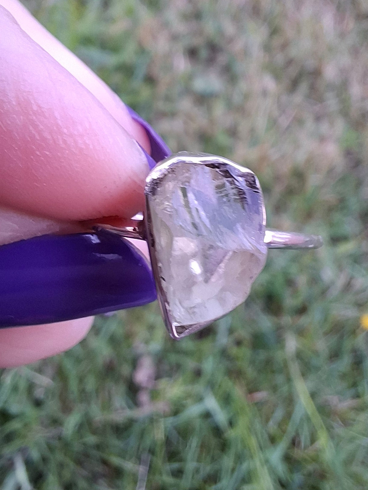 Libyan Desert Glass Ring, size large T, 925 Silver, Tektite (Ref: LR48)