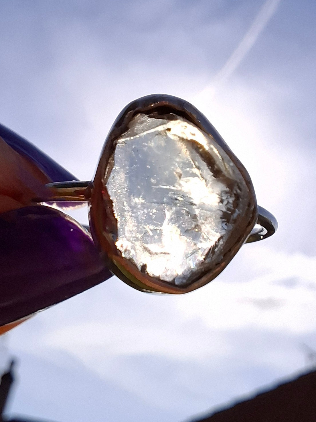 Libyan Desert Glass Ring, size large R/small S, 925 Silver, Tektite (Ref: LR42)