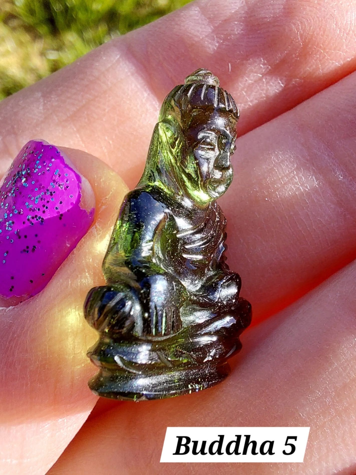 Moldavite BUDDHA Carving, 3.00g, Tektite (Ref: Buddha5)