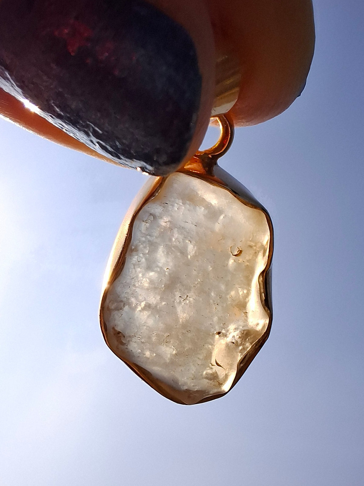 Libyan Desert Glass Pendant, 14K GOLD Plated, Tektite (Ref: LP124)
