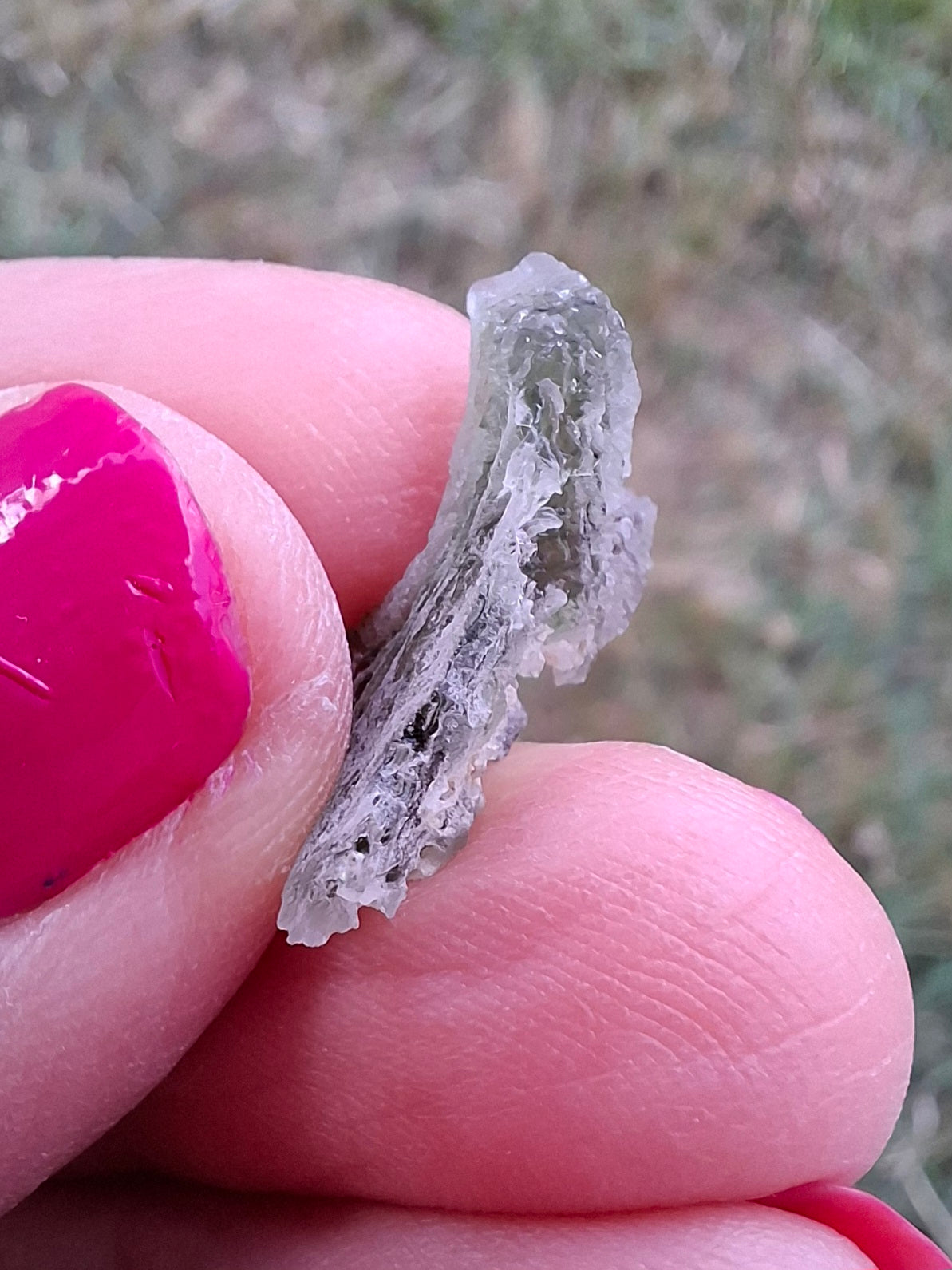 Moldavite Piece, SNOWFLAKE, FROSTED, BRUSNA, 0.92g, Tektite (Ref: 1499)