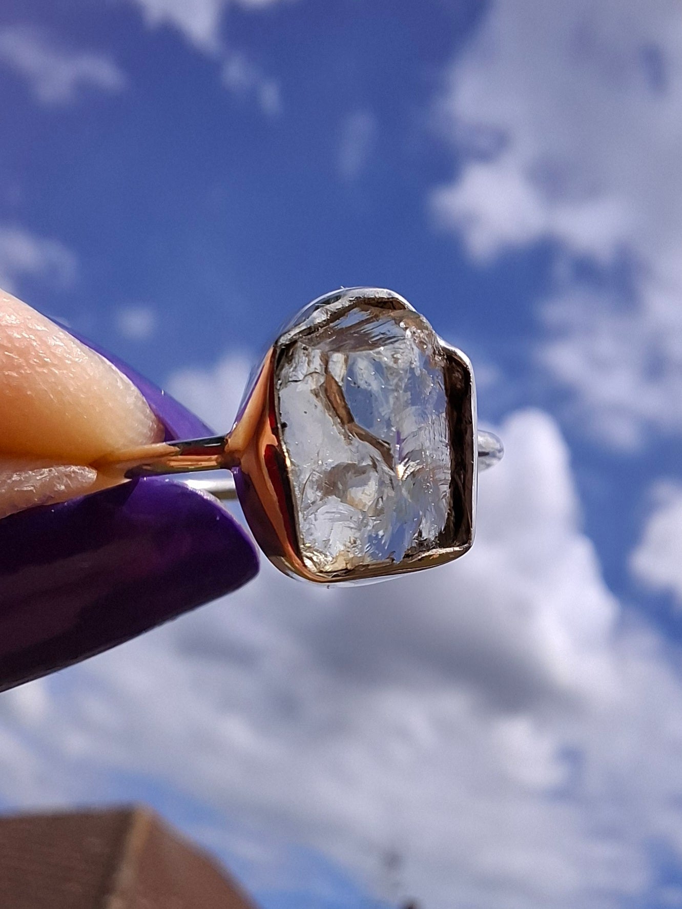 Libyan Desert Glass Ring, size large O, 925 Silver, Tektite (Ref: LR22)