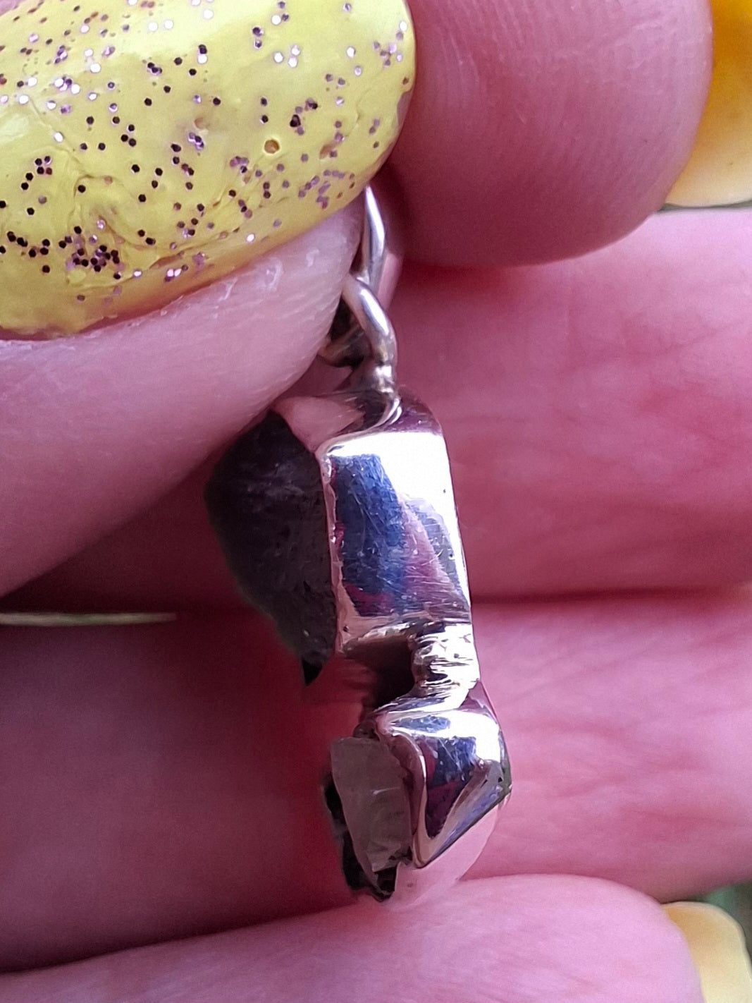 Moldavite & Libyan Desert Glass Pendant, 925 Silver, Tektite (Ref: MLP6)
