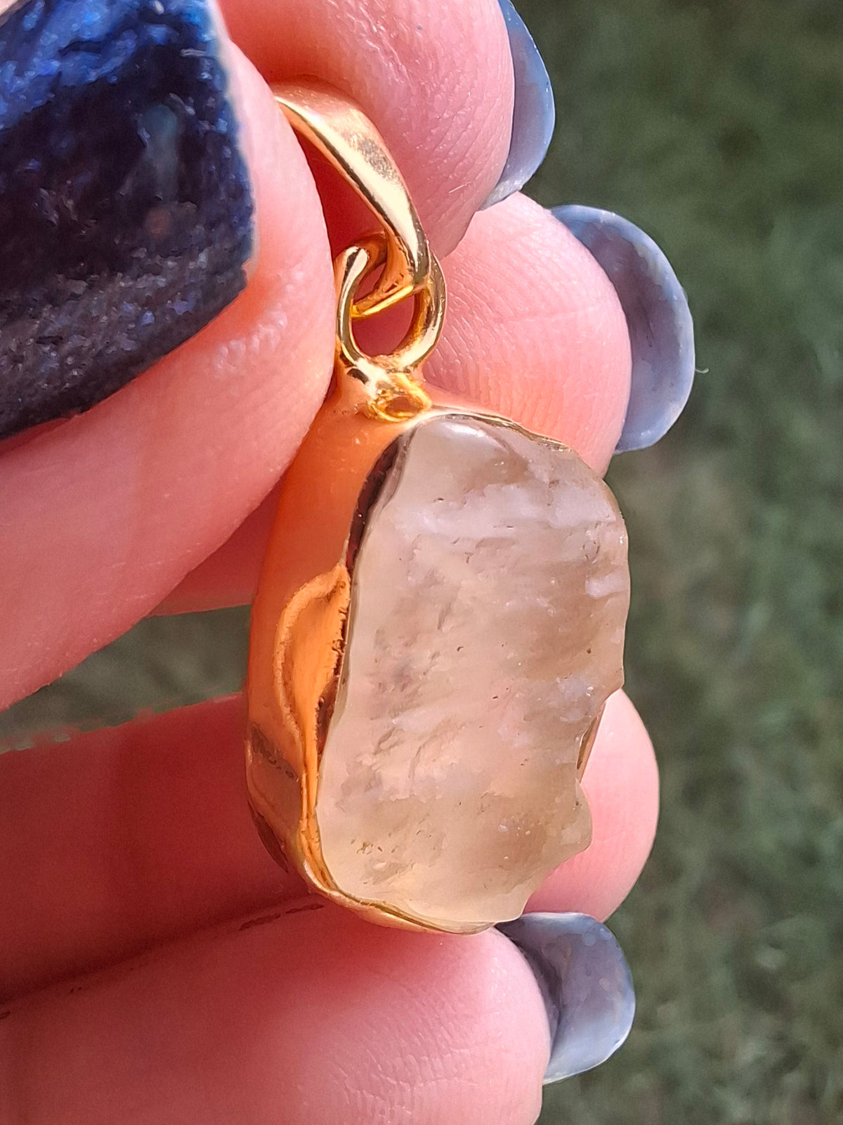 Libyan Desert Glass Pendant, 14K GOLD Plated, Tektite (Ref: LP124)