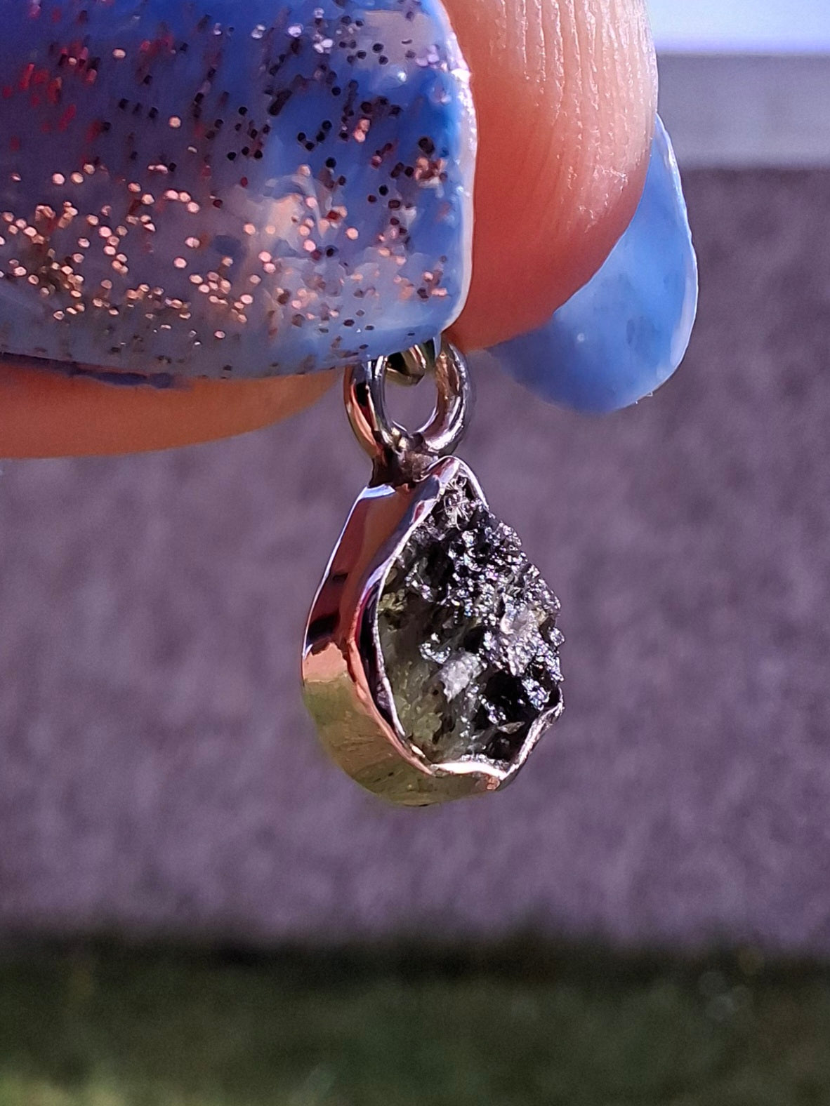 Moldavite Pendant, 925 Silver, Tektite (Ref: P62)