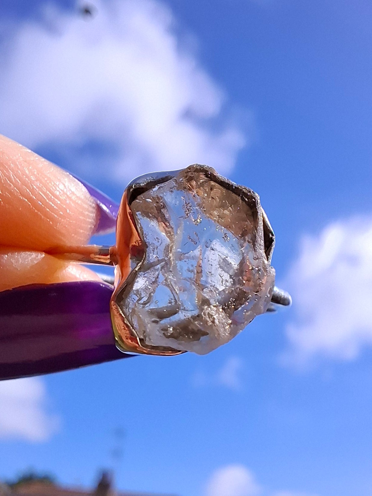 Libyan Desert Glass Ring, size large R/small S, 925 Silver, Tektite (Ref: LR43)