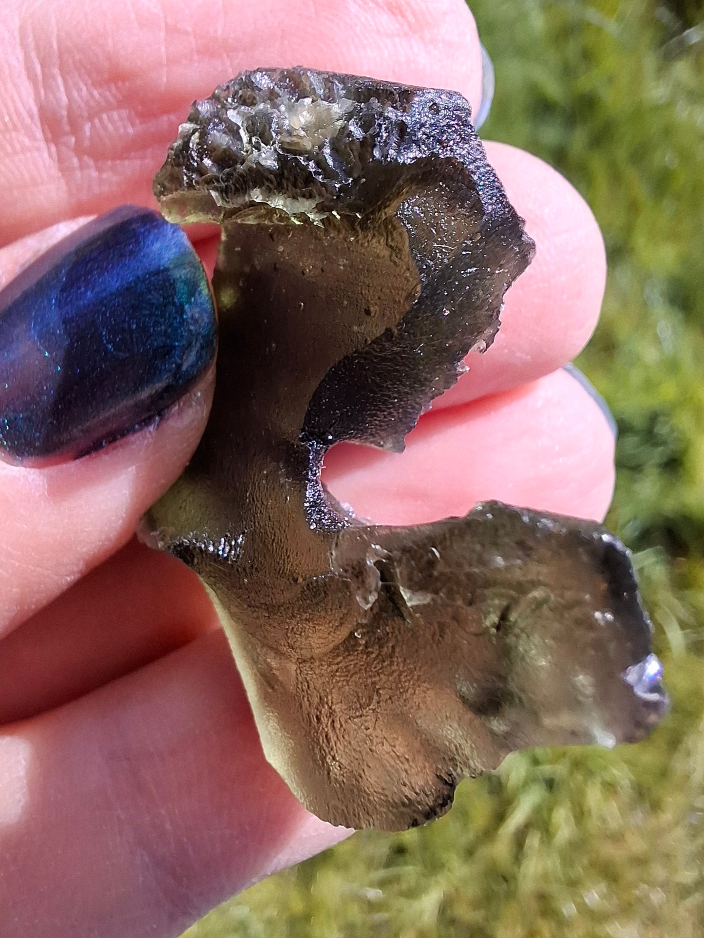 Moldavite Piece, NESMEN, 8.90g, Tektite (Ref: 1374)