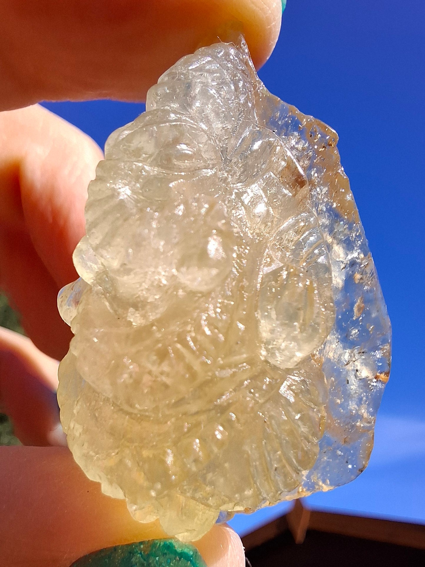 Libyan Desert Glass GANESHA carving, 18.39g, Tektite (Ref: Ganesha3)