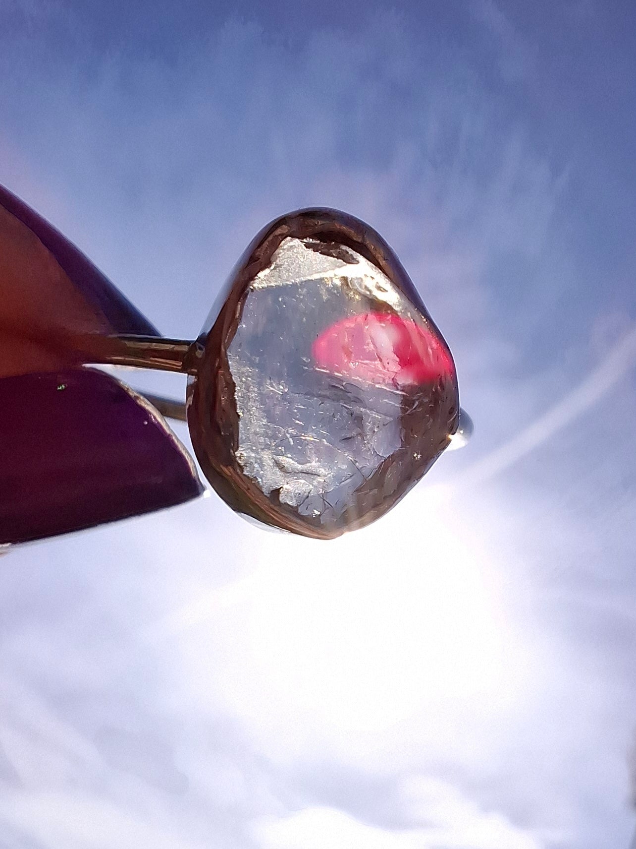 Libyan Desert Glass Ring, size large R/small S, 925 Silver, Tektite (Ref: LR42)