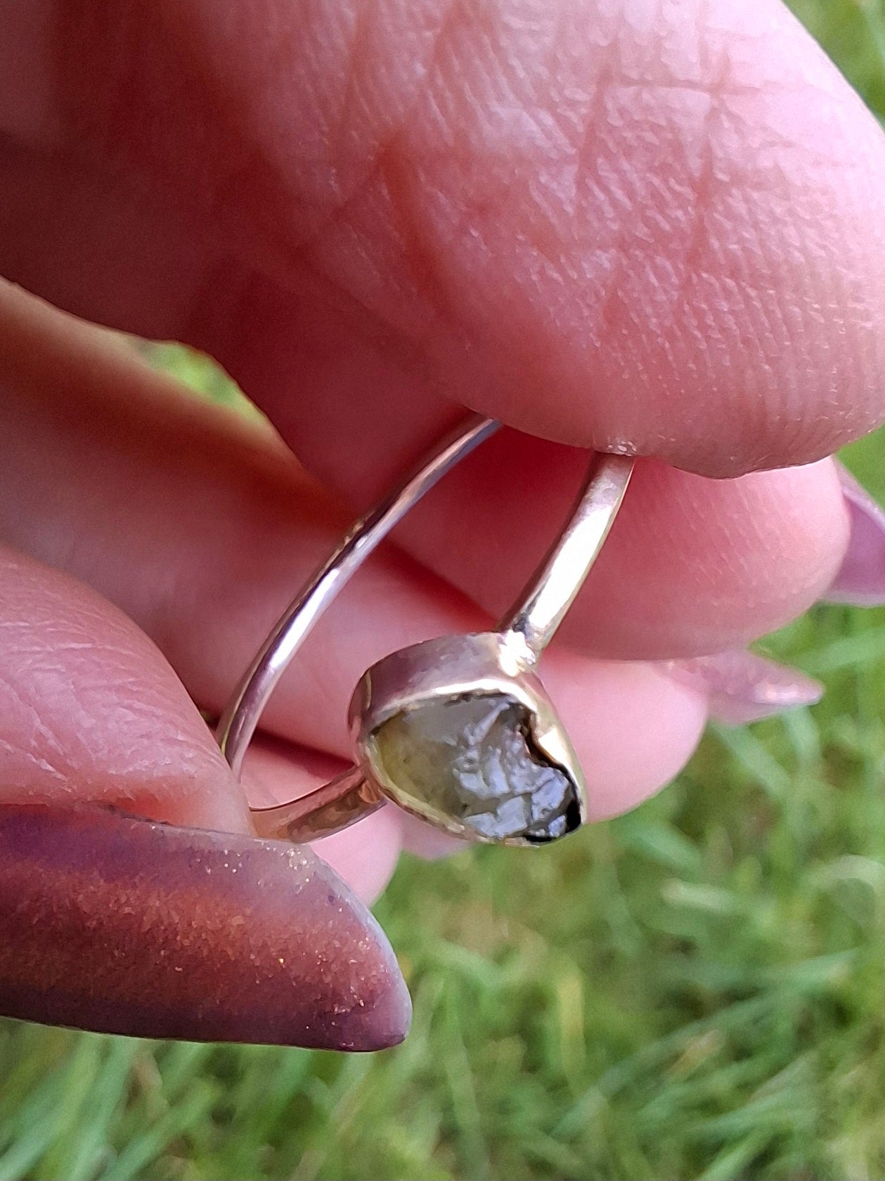 Moldavite Ring, size large M, 925 Silver, Tektite (Ref: R51)