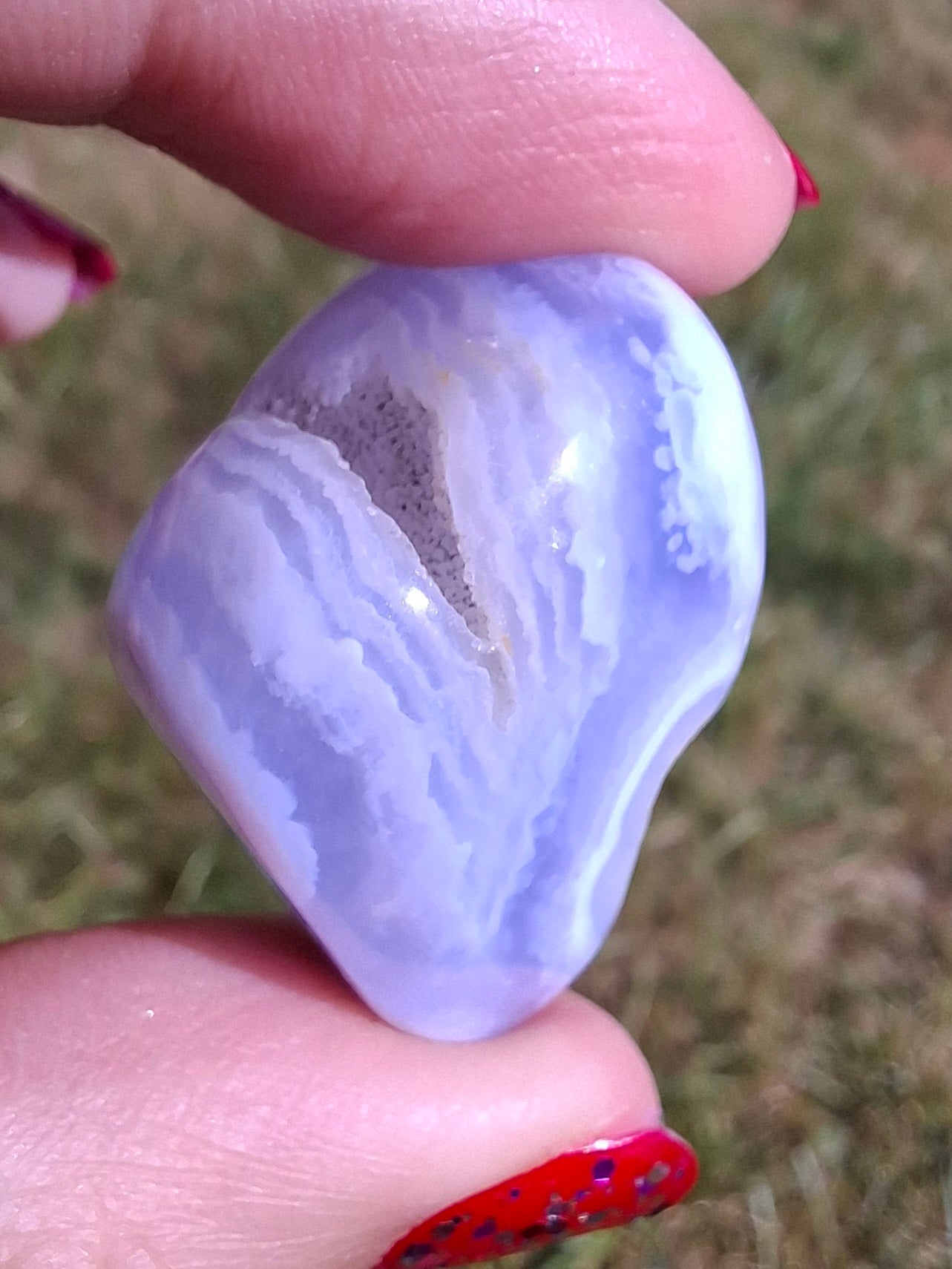 Blue Lace Agate, Tumble Stone, Crystal (Ref: T141)