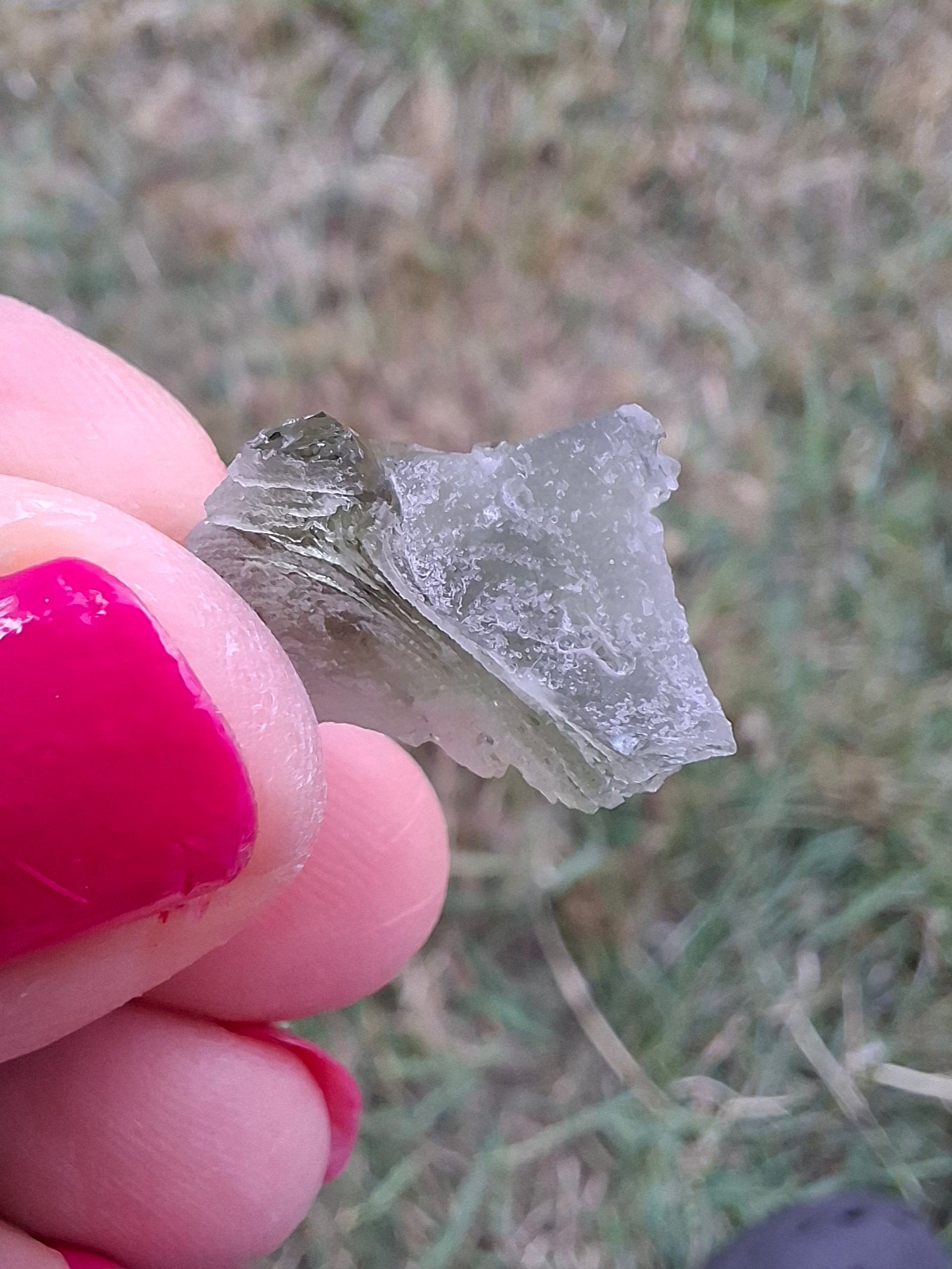 Moldavite Piece, SNOWFLAKE, FROSTED, BRUSNA, 0.92g, Tektite (Ref: 1499)