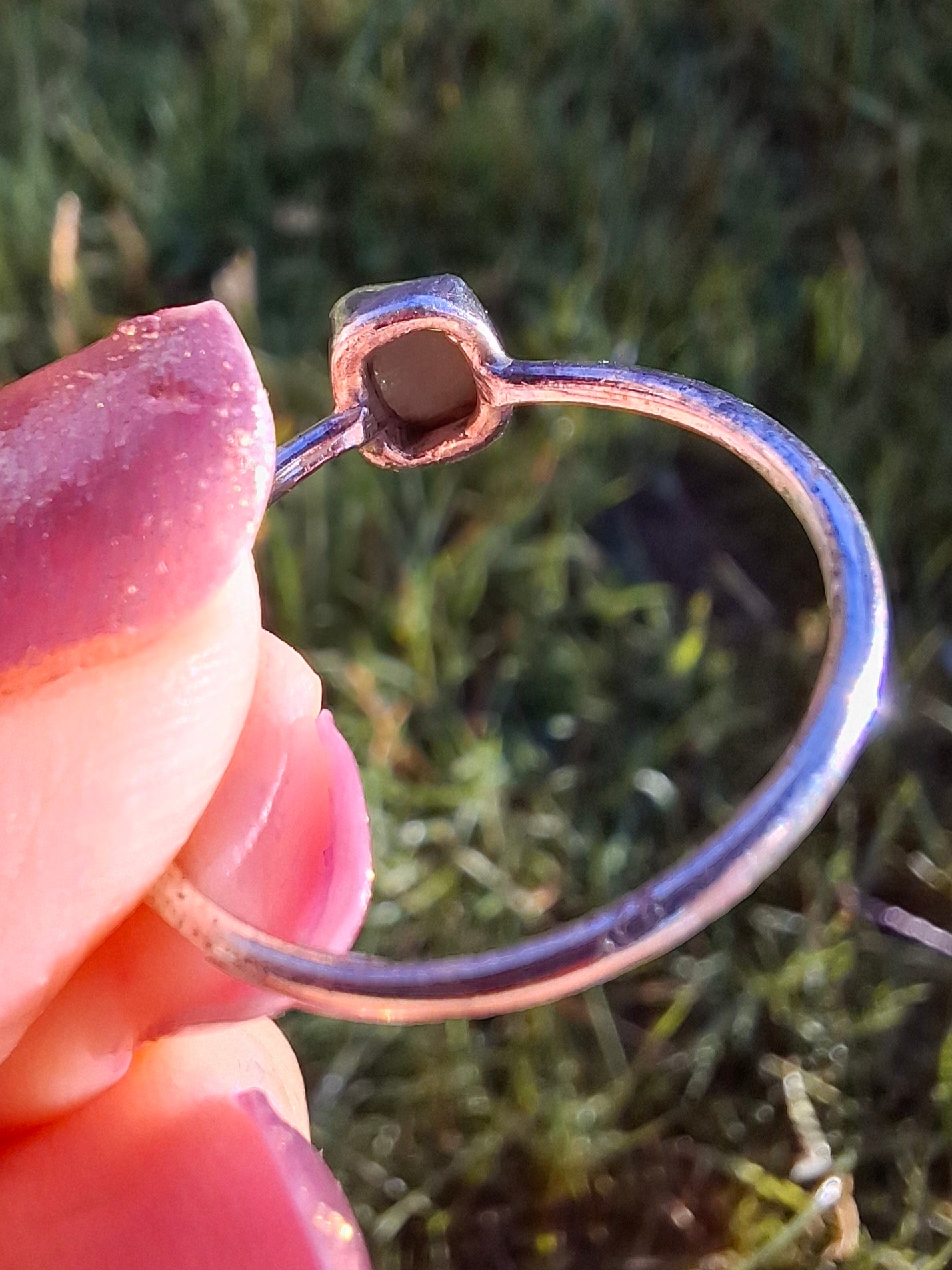 Moldavite Ring, size large P/small Q, 925 Silver, Tektite (Ref: R43)