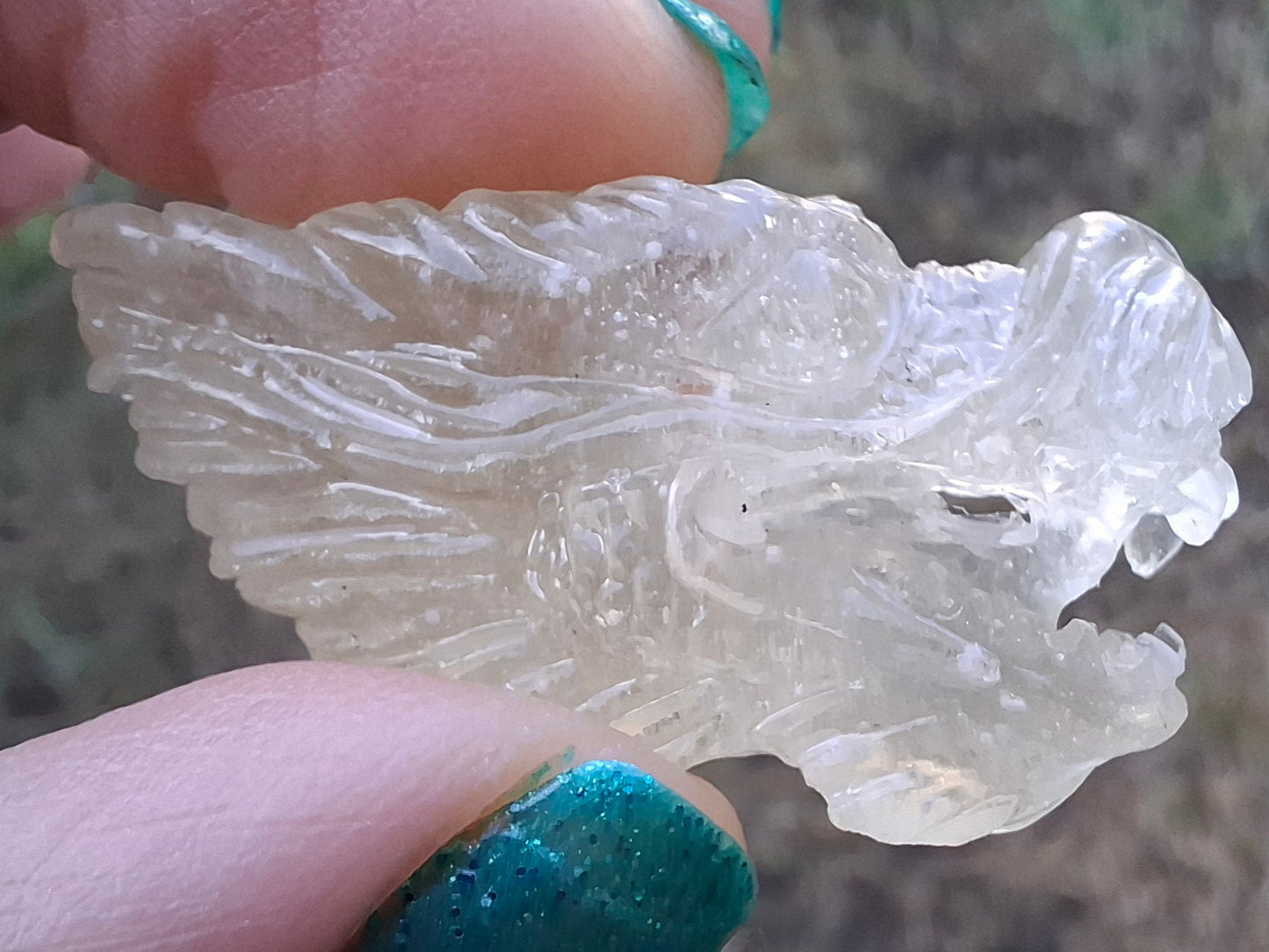 Libyan Desert Glass DRAGON HEAD carving, 9.66g, Tektite (Ref: Dragon 3)