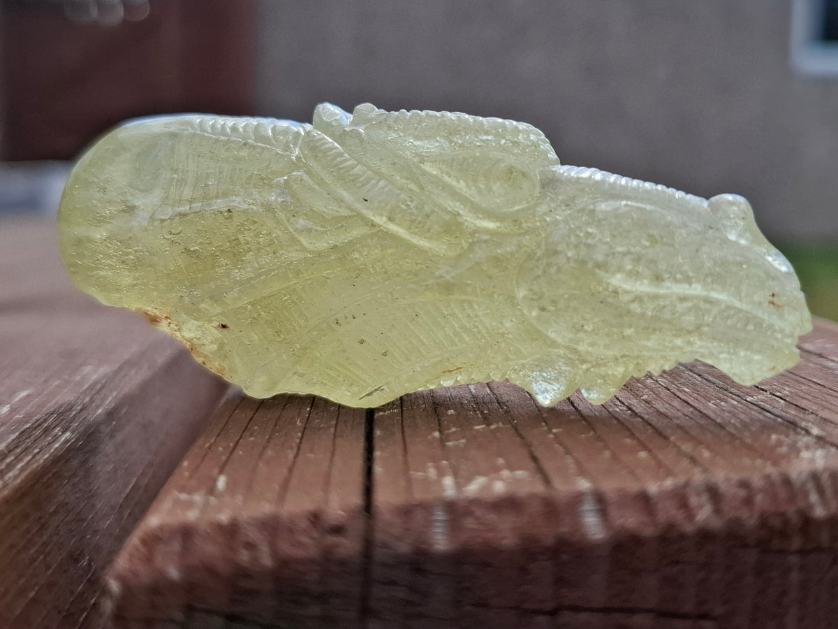 Libyan Desert Glass DRAGON HEAD carving, 48.11g, Tektite (Ref: Dragon4)