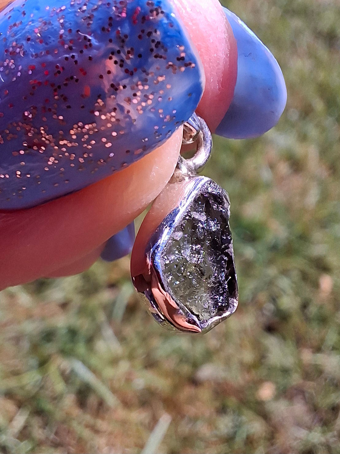 Moldavite Pendant, 925 Silver, Tektite (Ref: P76)