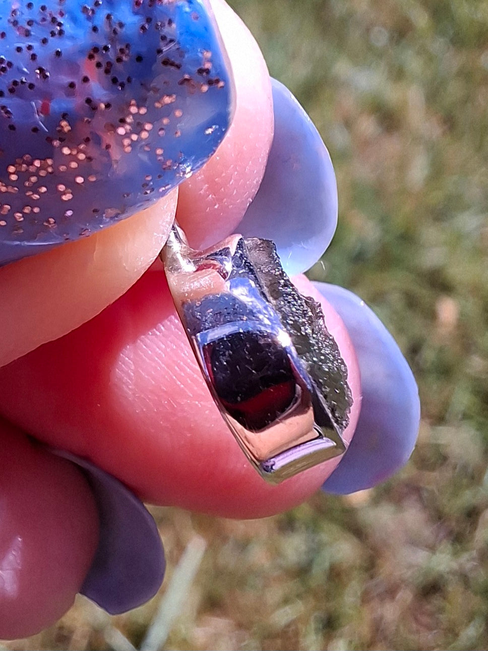 Moldavite Pendant, 925 Silver, Tektite (Ref: P78)