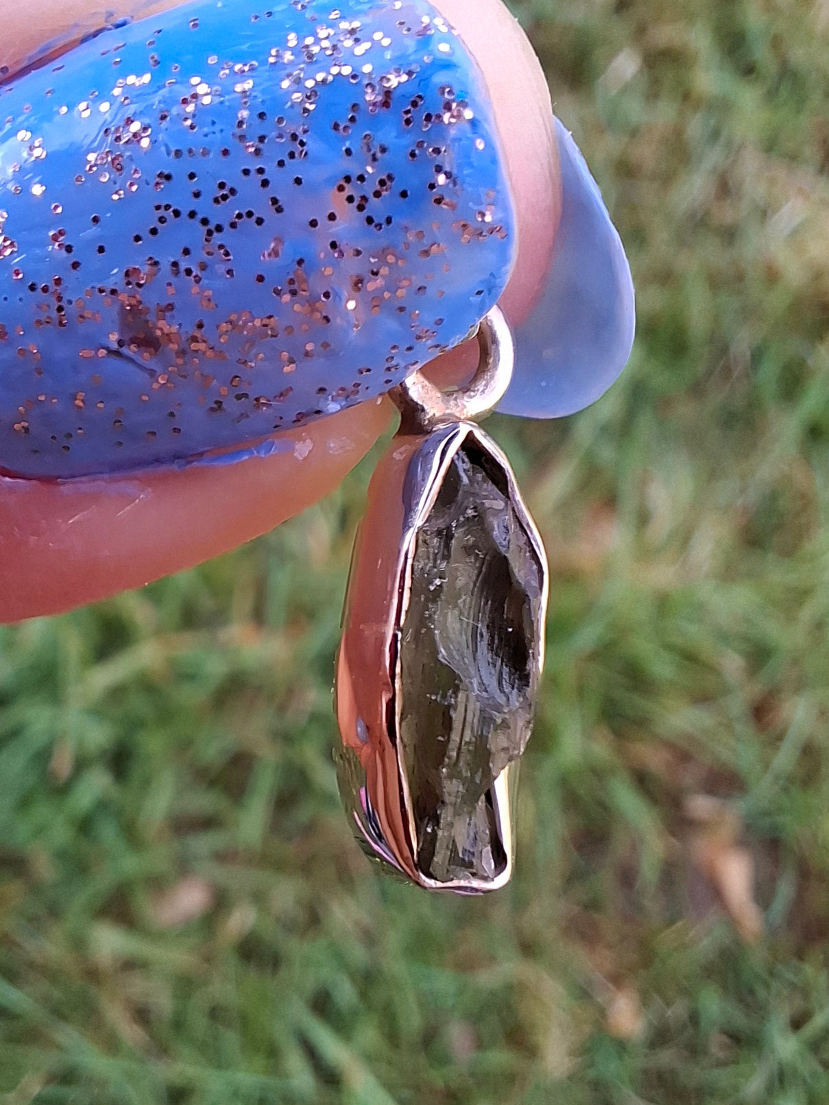 Moldavite Pendant, 925 Silver, Tektite (Ref: P48)