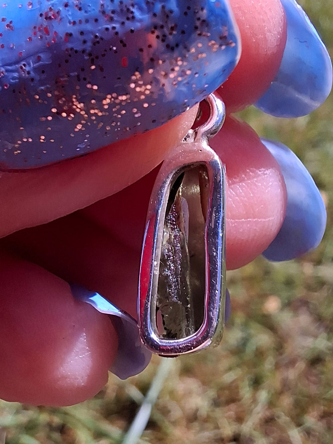 Moldavite Pendant, 925 Silver, Tektite (Ref: P77)
