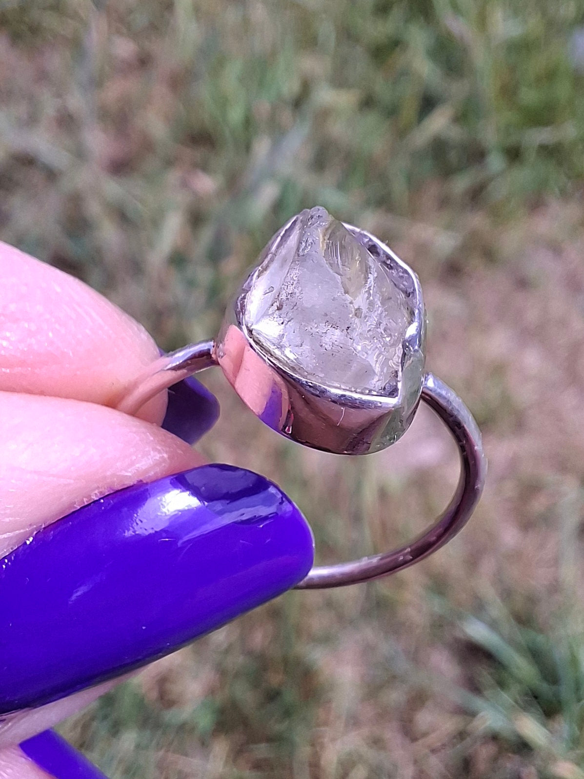 Libyan Desert Glass Ring, size small P, 925 Silver, Tektite (Ref: LR25)