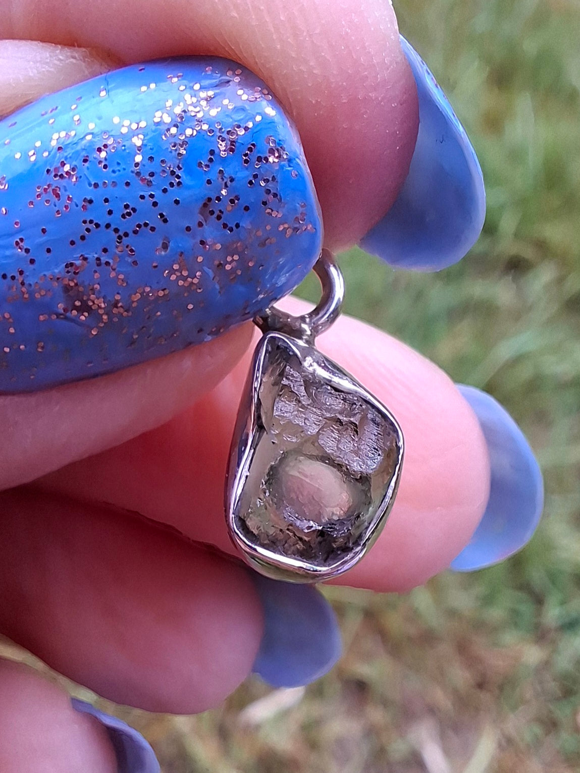 Moldavite Pendant, 925 Silver, Tektite (Ref: P72)