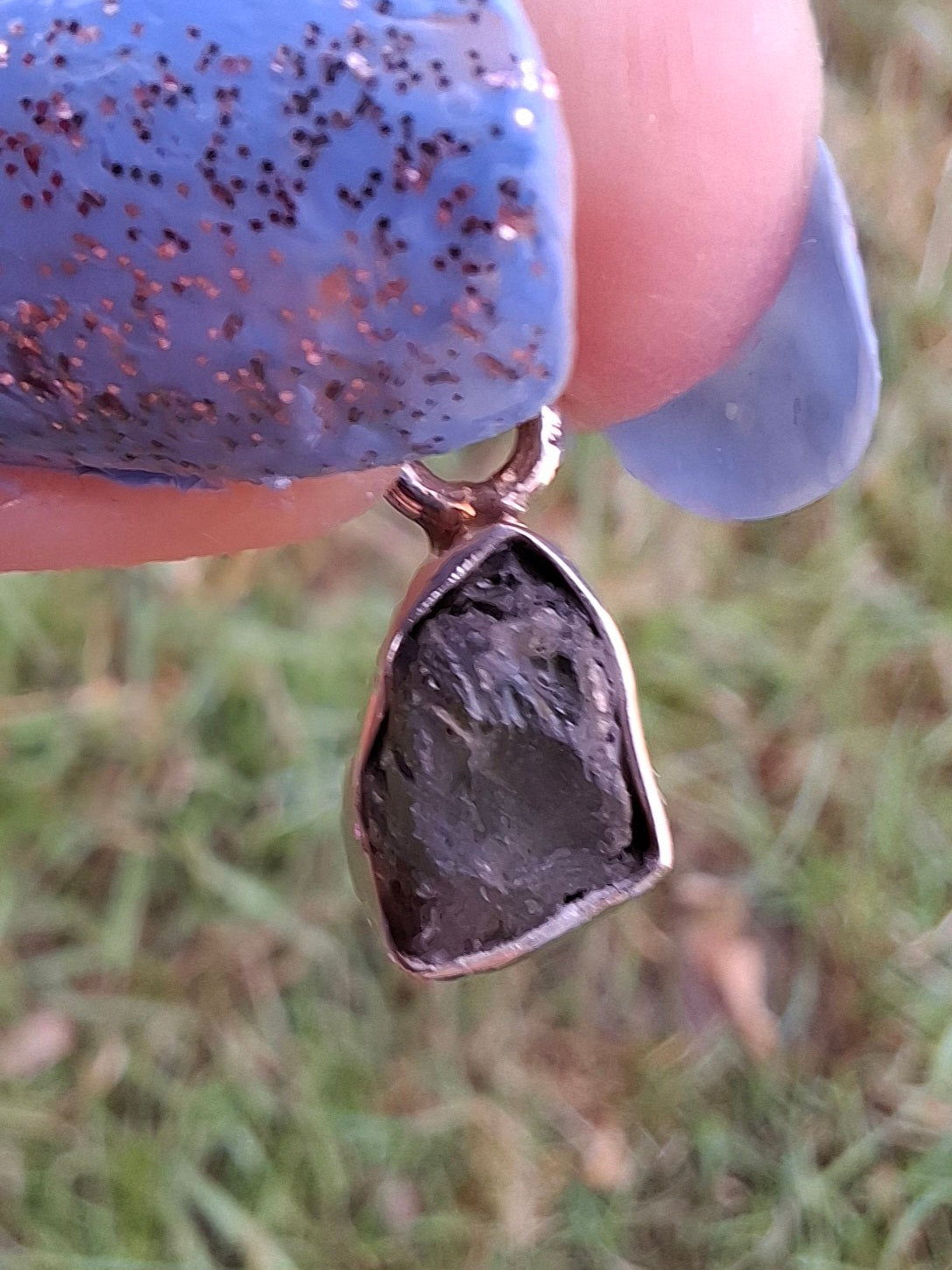 Moldavite Piece, 925 Silver, Tektite (Ref: P54)