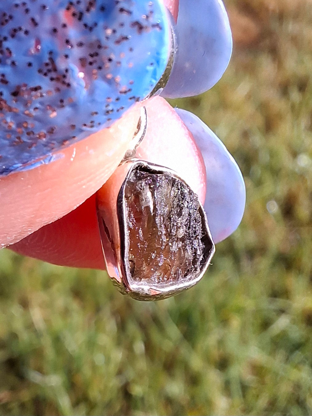 Moldavite Pendant, 925 Silver, Tektite (Ref: P40)
