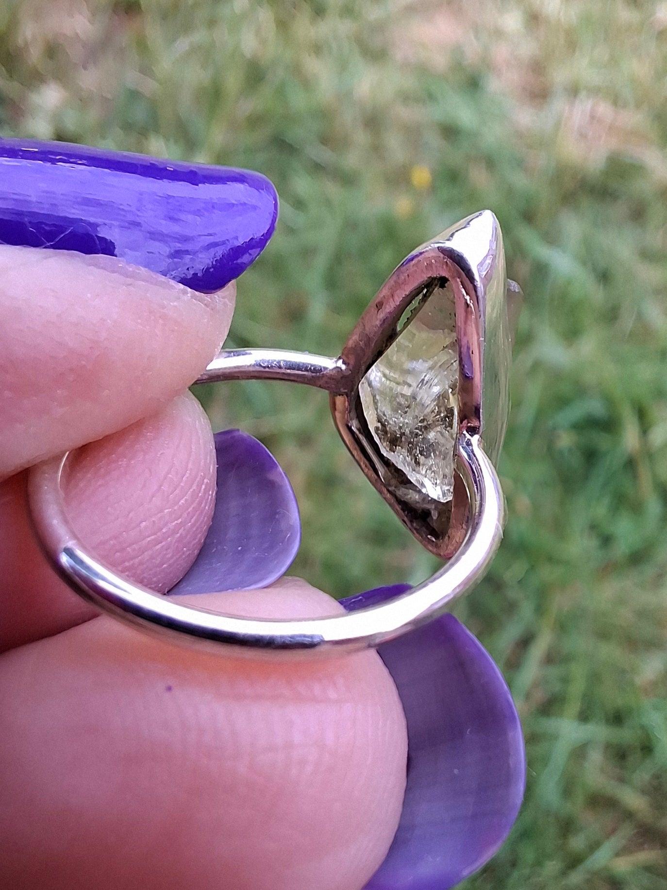 Libyan Desert Glass Ring, size large G, 925 Silver, Tektite (Ref: LR4)