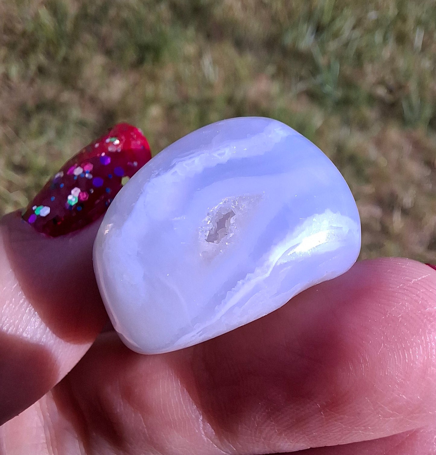 Blue Lace Agate, Tumble Stone, Crystal (Ref: T144)