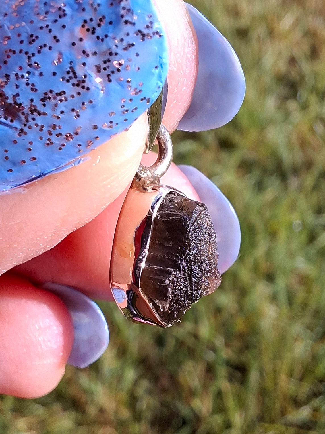Moldavite Pendant, 925 Silver, Tektite (Ref: P58)